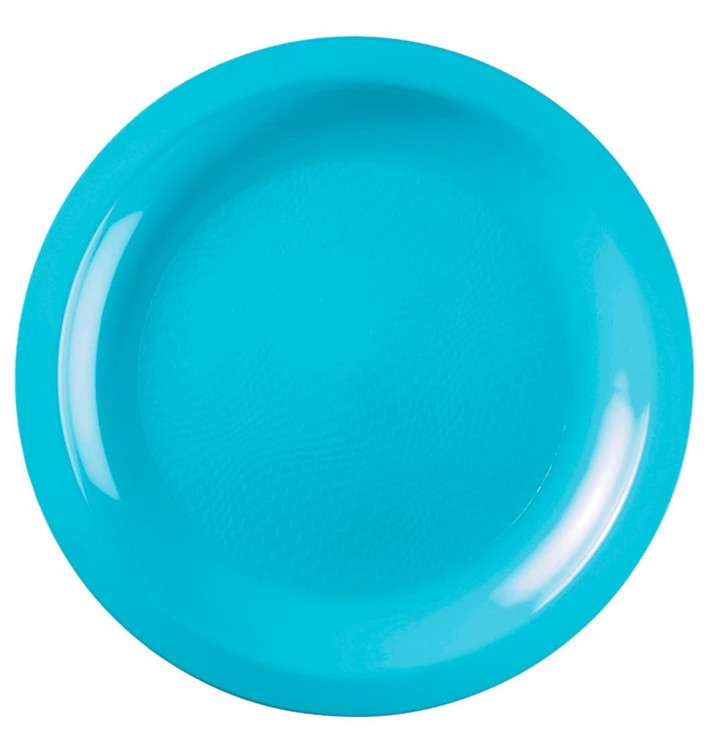 Plastic Plate Flat Turquoise Round shape PP Ø22 cm (50 Units) 