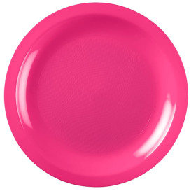 Plastic Plate Flat Fuchsia "Round" PP Ø18,5 cm (600 Units)