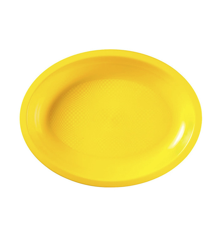 Plastic Platter Microwavable Oval Shape Yellow 25,5x19 cm (50 Units) 