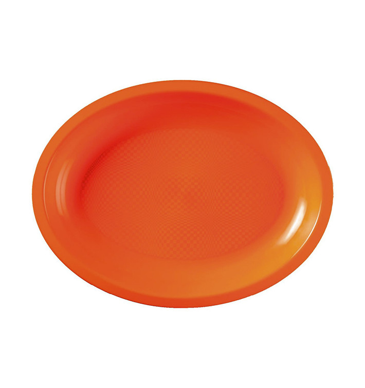 Plastic Platter Microwavable Oval Shape Orange 31,5x22 cm (25 Units) 