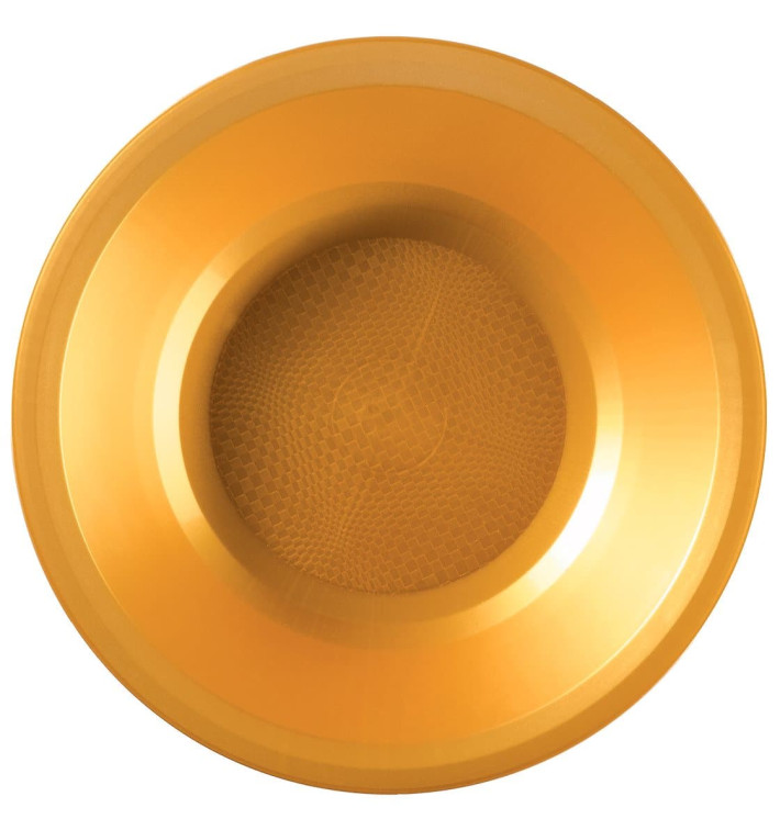 Plastic Plate Deep Gold "Round" PP Ø19,5 cm (25 Units) 