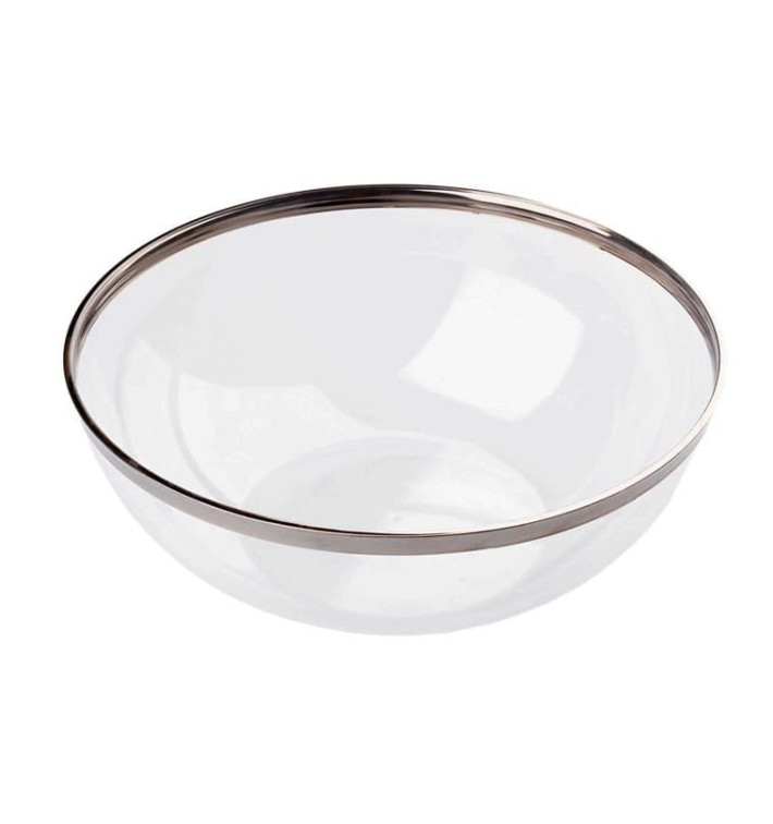 Plastic Bowl with Rim Hard Silver 1500ml Ø20cm (40 Units)