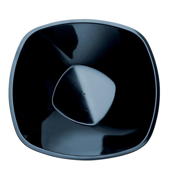 Plastic Bowl PP "Square" Black 1250ml Ø21cm (3 Units) 