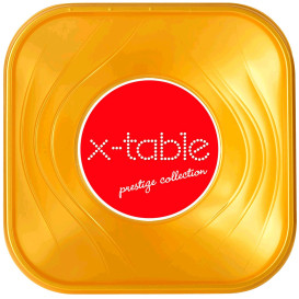 Plastic Bowl PP Square shape "X-Table" Gold 18x18cm (8 Units) 