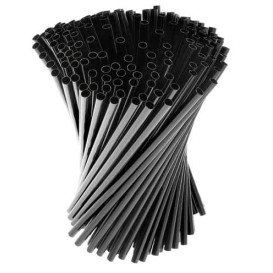 Plastic Straw for Cocktail or Mojito PS Straight Black Ø0,6cm 13cm (500 Units) 