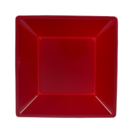 Plastic Plate Deep Square shape Burgundy 17 cm (6 Units) 