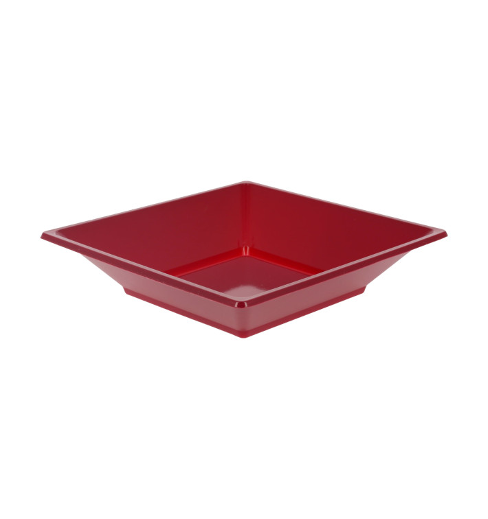 Plastic Plate Deep Square shape Burgundy 17 cm (6 Units) 