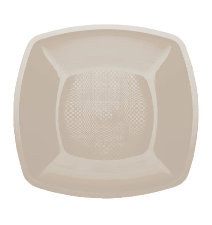 Plastic Plate Flat Beige Square shape PP 18 cm (25 Units) 