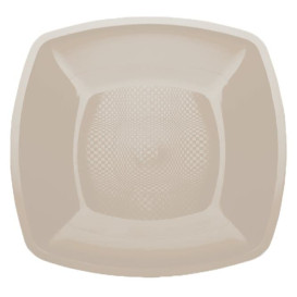 Plastic Plate Flat Beige Square shape PP 18 cm (300 Units)