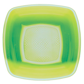 Plastic Plate Deep Lime Green Square shape PP 18 cm (25 Units) 