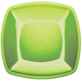 Plastic Plate Flat Lime Green Square shape PS 30 cm (144 Units)