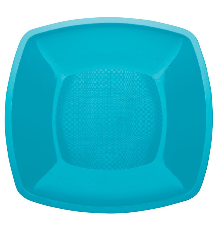 Plastic Plate Flat Turquoise Square shape PP 18 cm (25 Units) 