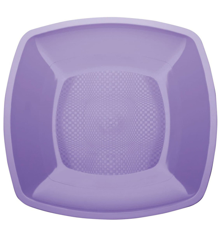 Plastic Plate Flat Lilac Square shape PP 23 cm (25 Units) 