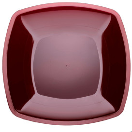 Plastic Plate Flat Burgundy Square shape PS 30 cm (144 Units)