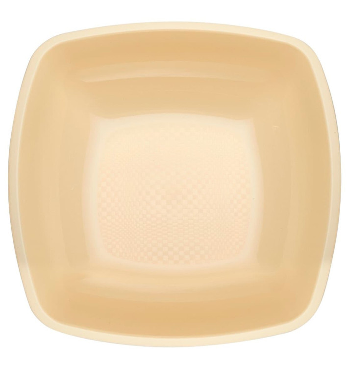 Plastic Plate Deep Cream Square shape PP 18 cm (25 Units) 