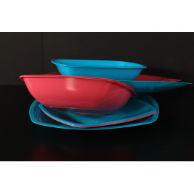 Plastic Plate Flat Red Square shape PS 18 cm (25 Units) 