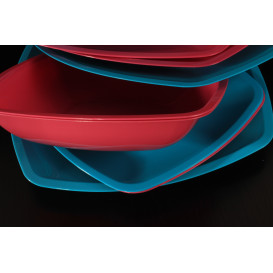 Plastic Plate Deep Red Square shape PS 18 cm (25 Units) 