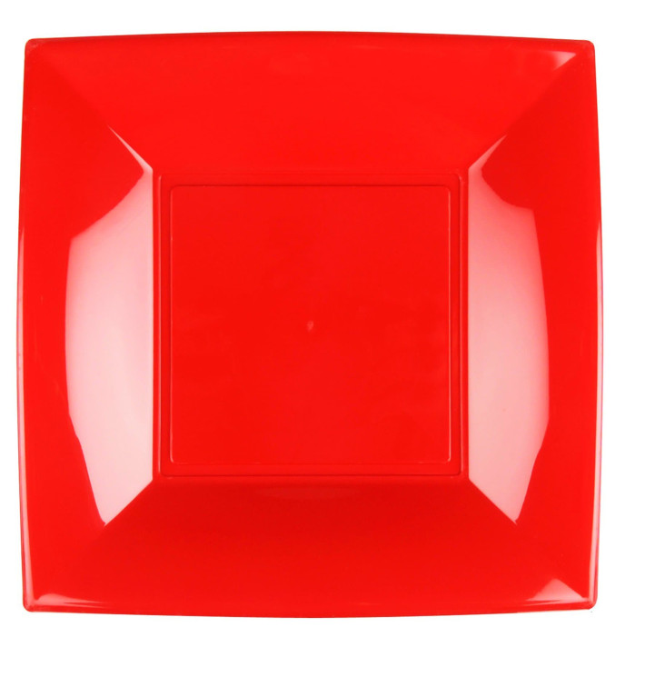 Plastic Plate Flat Red "Nice" PP 29 cm (12 Units) 