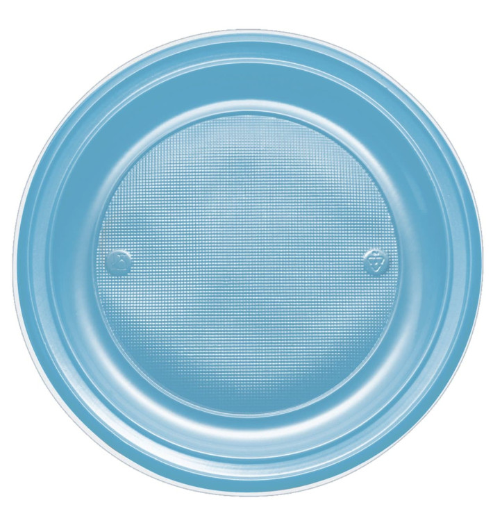 Plastic Plate PS Flat Turquoise Ø17 cm (50 Units) 