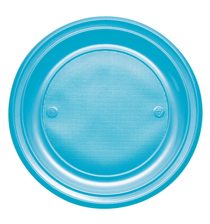 Plastic Plate PS Flat Turquoise Ø22 cm (30 Units) 