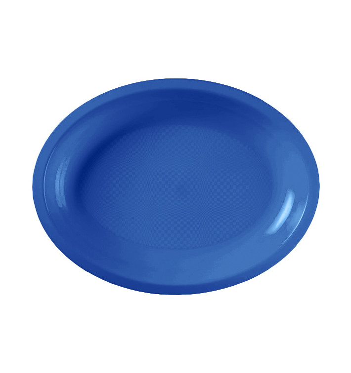 Plastic Platter Oval Shape Mediterranean Blue "Round" PP 30,5 cm (25 Units) 