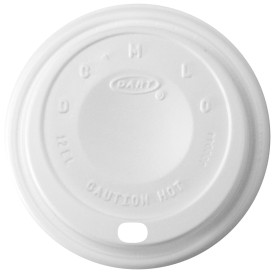 Plastic Lid PS "Cappuccino" White Ø8,9cm (100 Units)  