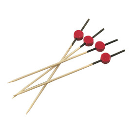 Bamboo Food Pick "Japan" Design Black and Red 12cm (200 Units)  