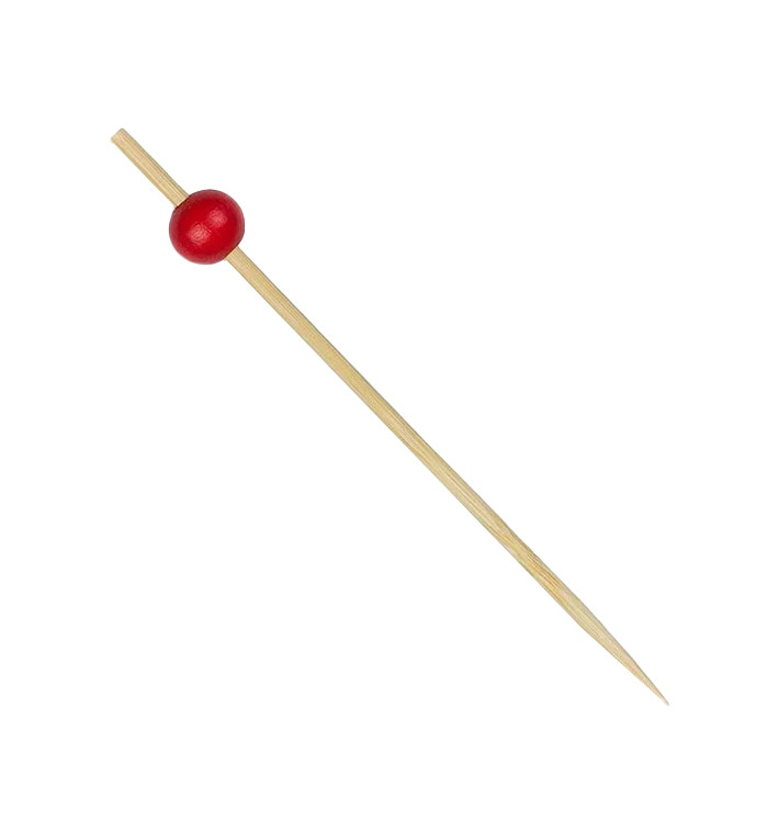 Bamboo Food Pick "Big Ball" Design Red 12cm (200 Units)  