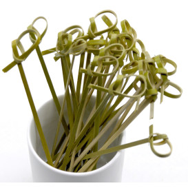 Bamboo Food Pick Bow Design Natural Green 9cm (5000 Units)