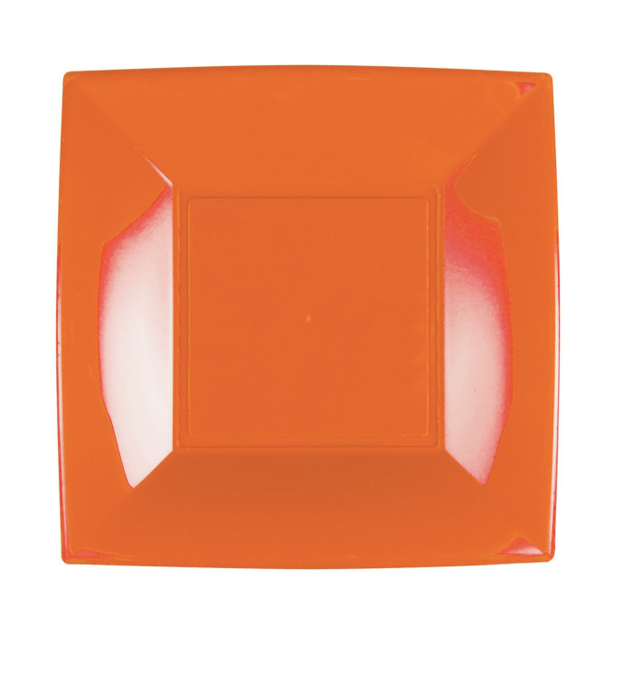 Plastic Plate Flat Orange "Nice" PP 23 cm (25 Units) 