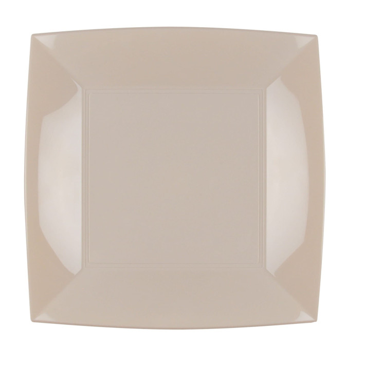 Plastic Plate Flat Beige "Nice" PP 23 cm (25 Units) 