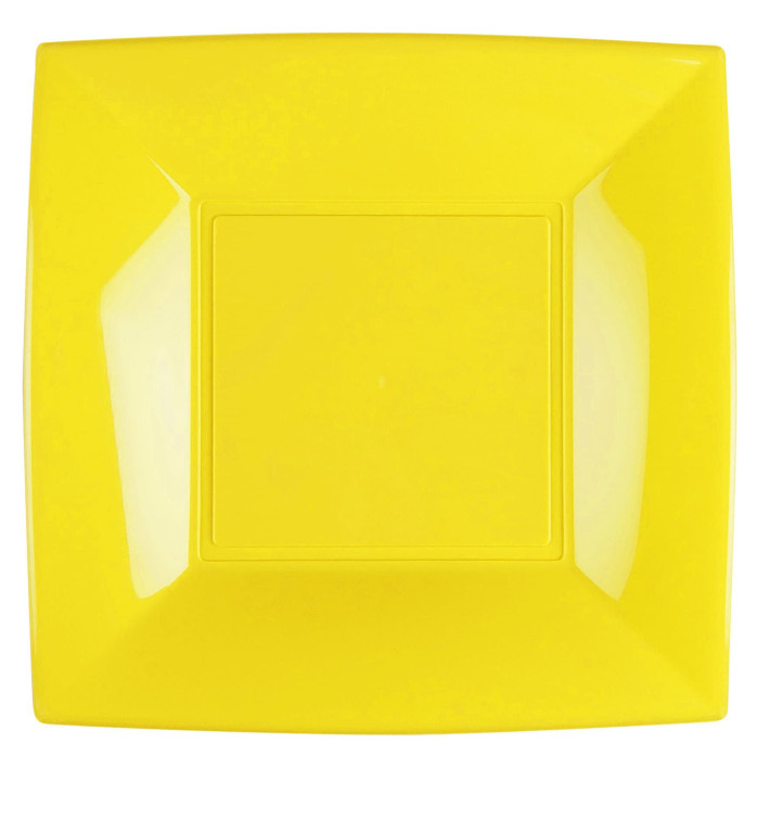 Plastic Plate Flat Yellow "Nice" PP 29 cm (12 Units) 