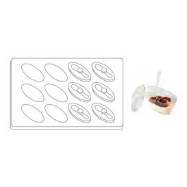 Plastic Tray PS + 12 Bowl Kit with Lid Oval Shape Clear (12 Units)