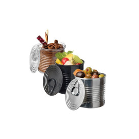 Tasting Plastic Tin Can PS Silver 110ml Ø6,1x6cm (25 Units) 