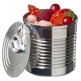 Tasting Plastic Tin Can PS Silver 220ml Ø7,4x7,3cm (100 Units)