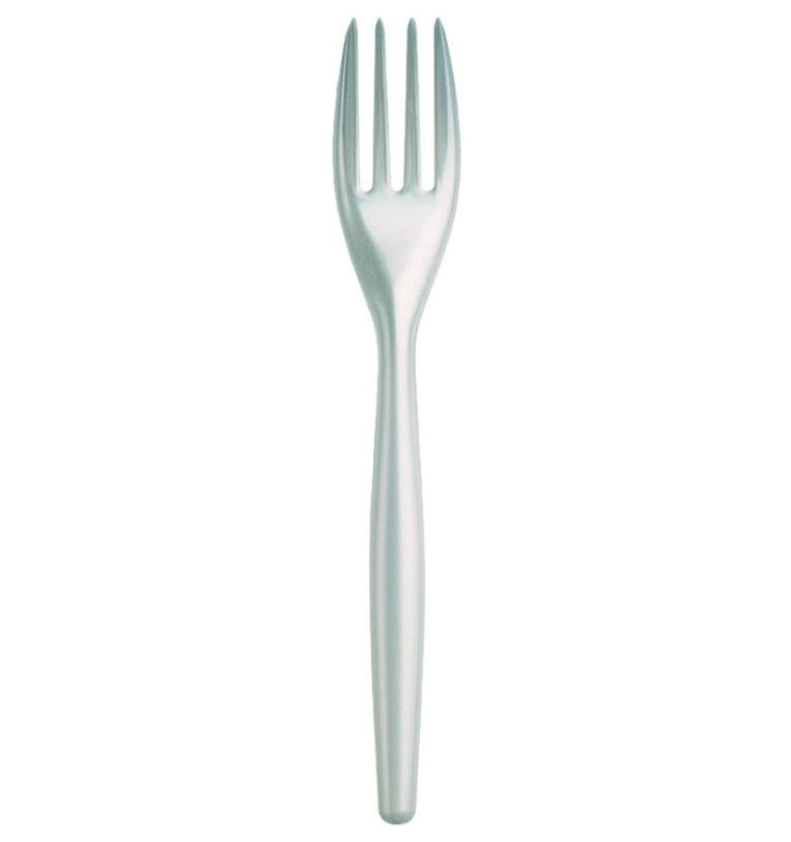 Plastic Fork PS "Easy" White Pearl 18cm (20 Units) 