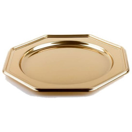 Plastic Charger Plate PET Octogonal shape Gold 30 cm (50 Units)