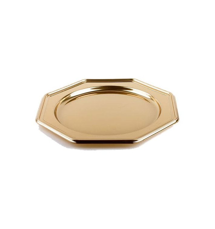 Plastic Charger Plate PET Octogonal shape Gold 30 cm (50 Units)