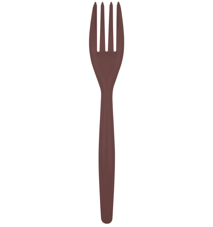 Plastic Fork PS "Easy" Brown 18cm (20 Units) 