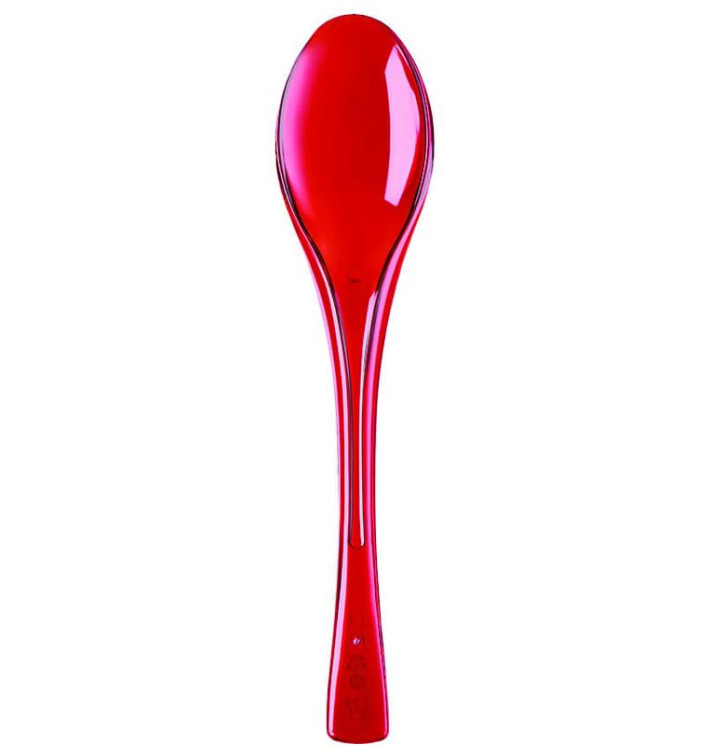 Plastic Spoon PS "Fly" Red Clear 14,5cm (50 Units) 