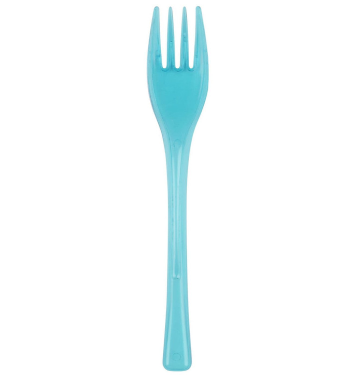 Plastic Fork PS "Fly" Turquoise Clear 14cm (50 Units) 