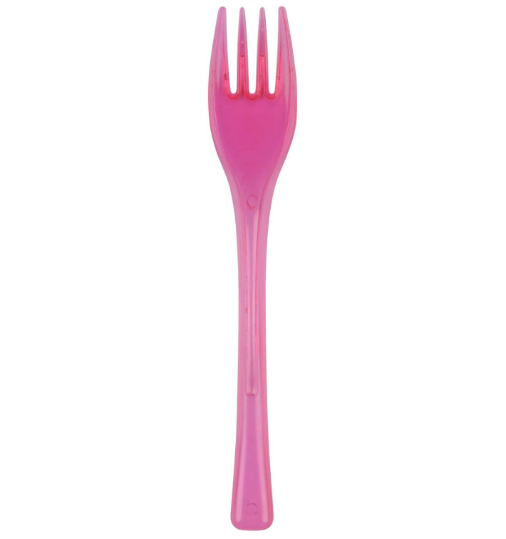 Plastic Fork PS "Fly" Fuchsia Clear 14cm (50 Units) 