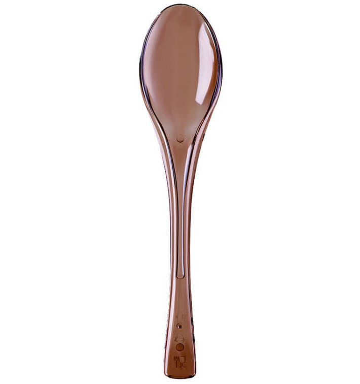 Plastic Spoon PS "Fly" Brown Clear 14,5cm (50 Units) 