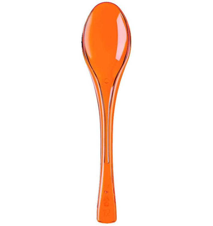 Plastic Spoon PS "Fly" Orange Clear 14,5cm (50 Units) 