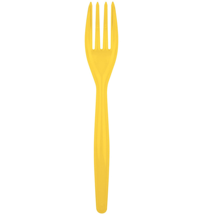 Plastic Fork PS "Easy" Yellow 18cm (20 Units) 