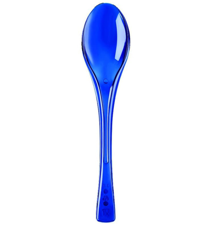 Plastic Spoon PS "Fly" Blue Clear 14,5cm (50 Units) 