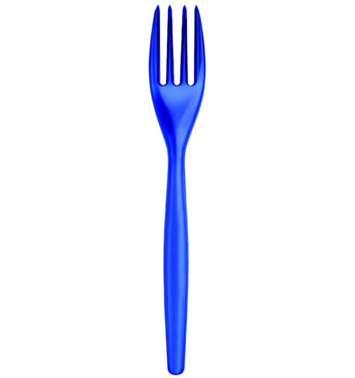 Plastic Fork PS "Easy" Blue Clear 18cm (20 Units) 