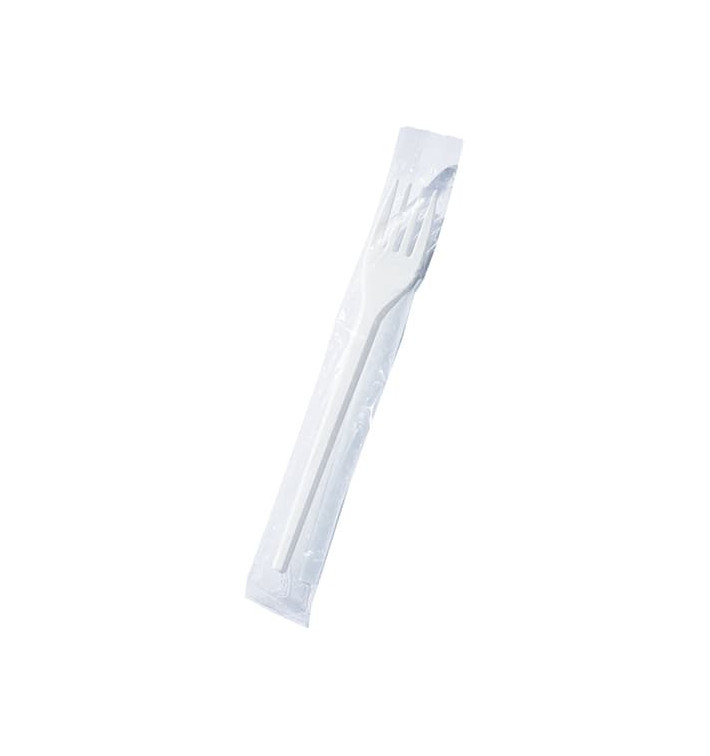 Plastic Fork PS White Wrapped 17cm (1000 Units)