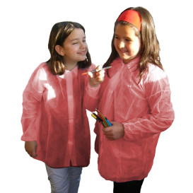 Disposable Kids Lab Coat TST PP Velcro Red (50 Units)