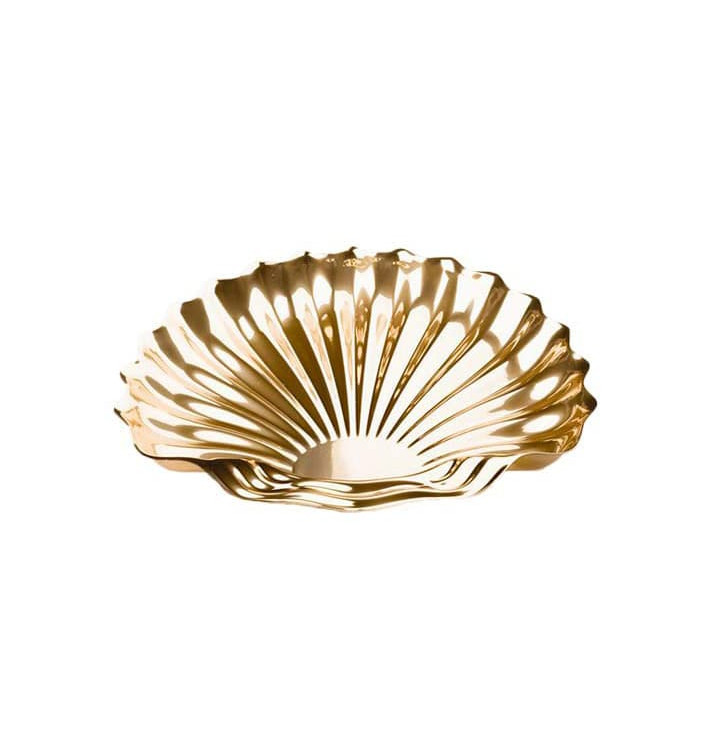 Plastic Platter Shell Shape Gold 34x30 cm (50 Units)